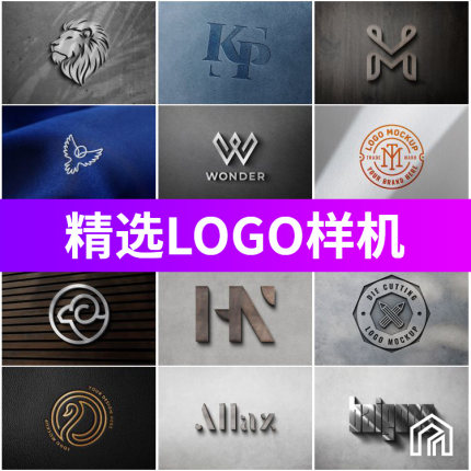 精选企业公司LOGO标志展示样机3D立体VI提案贴图PS素材