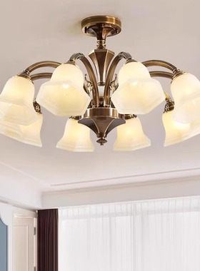 美式吸顶吊灯客厅灯全铜灯具欧式餐厅卧室灯大气现代简约轻奢创意