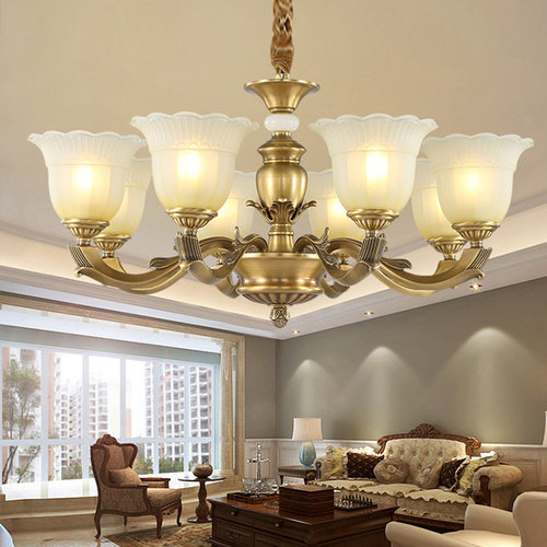 美式全铜复古吊灯客厅灯欧式餐厅大气高档奢华卧室简约中山灯具