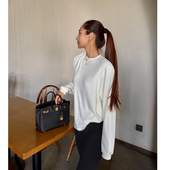 00上新 亲肤软糯磨毛T恤 基础百搭长袖 8号PM20 打底衫 大白T叠搭