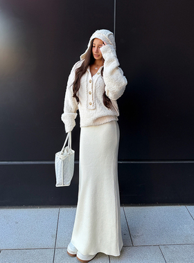 丸丸Maruco  好版型！加密保暖针织裙显瘦高腰半身裙百搭长裙