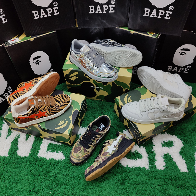 BAPESTA SK8 DUNK纯白虎纹迷彩限定男女情侣滑板鞋休闲运动鞋-封面