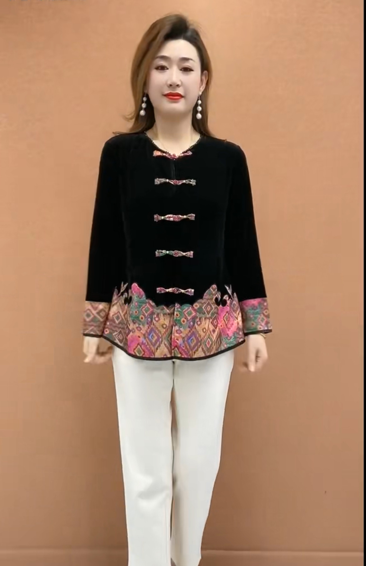 2026春季新款妈妈装新中式国风盘扣圆领长袖上衣女复古风外套潮流,女装/女士精品,上衣,淘宝优惠券,粉丝福利购,淘宝优惠卷