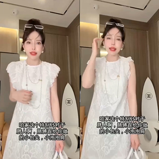 2025年夏季 精致名媛气质甜美洋气网纱设计感连衣裙女 网红新款 时尚
