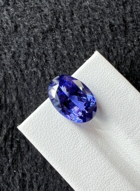 9.86ct椭圆形坦桑石戒面4A级蓝紫色矢车菊色精切全净体10*14.5mm