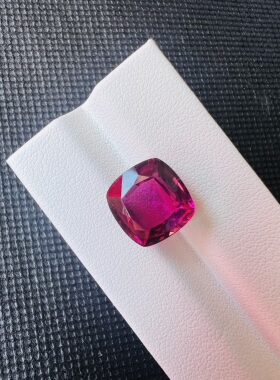 7.98ct天然碧玺正方形裸石桃红玫瑰色紫色玻璃体全净精切