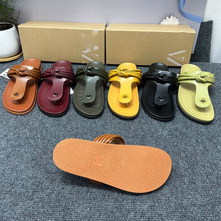 新款ZA日常外穿夹脚人字拖鞋露趾流行平底凉鞋女Sandals Slippers