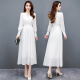 裙子修身 名媛V领蕾丝长款 显瘦沙滩裙仙 新款 白色雪纺连衣裙女春装