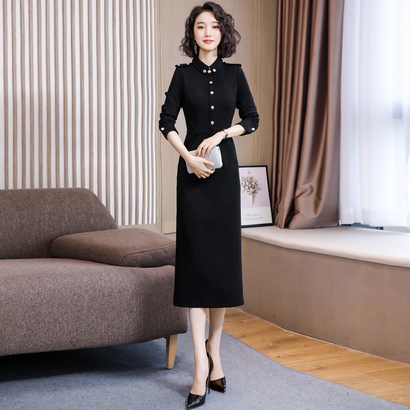 洋气衬衫连衣裙女秋冬御姐风长款
