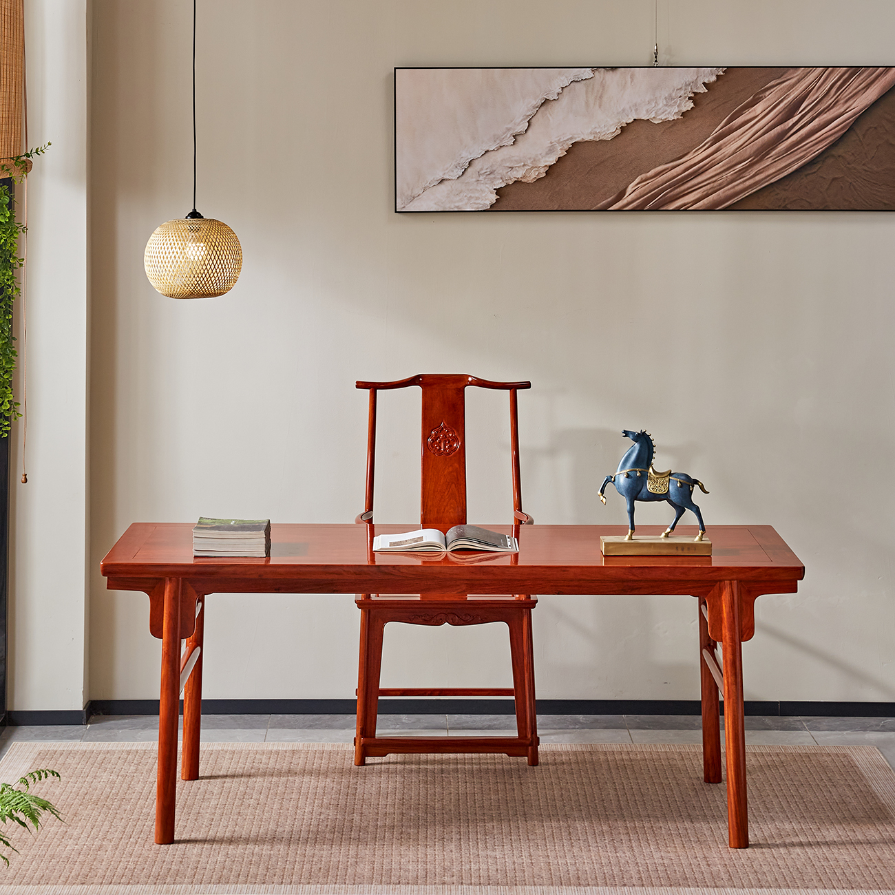 缅甸花梨198刀牙画案单桌福器来了中式空间宋式美学书房陈设