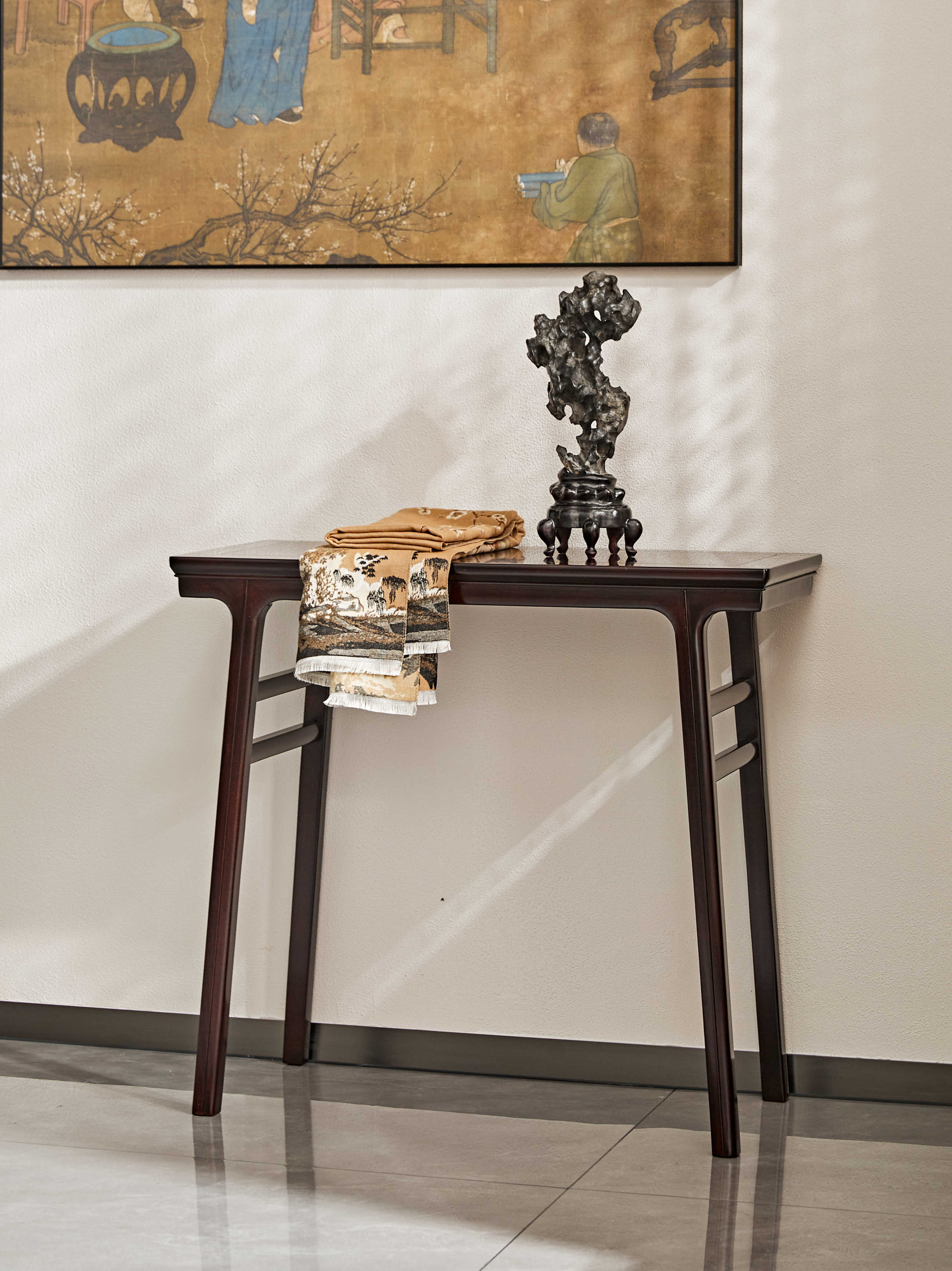 赞比亚紫檀88一柱香条案文玩奇石摆件案办公室血檀木案头供平案