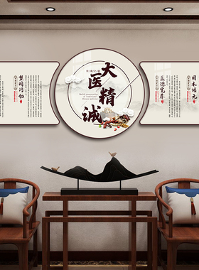 中医馆文化形象墙挂画理疗馆大医精诚背景墙养生馆推拿针灸宣传画