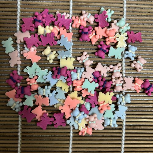 小熊美甲小饰品树脂50个立体小贴片美甲配饰清仓手工diy材料