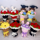 手工编织毛线玫瑰手捧花送女朋友生日礼物毕业领证七夕情人节