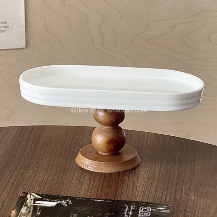 简约长托高脚盘高级设计家用客厅通用蛋糕水果盘零食盘甜品点心盘
