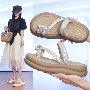 配裙子软底不累脚时尚 厚底凉拖鞋 女士夏季 外穿2026新款 一字拖34码