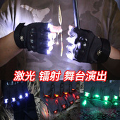 LED灯手套露指男骑行带灯发光表演防滑硬壳防护透气钓鱼夜钓手套