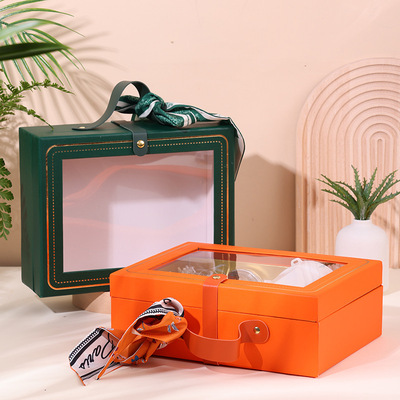 手提伴手礼盒透明翻盖生日礼物盒