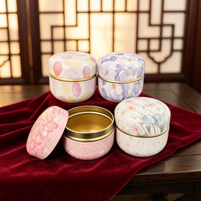 马口铁苹果罐婚庆喜糖铁盒圆形密封茶叶罐花茶小铁罐伴手礼包装盒