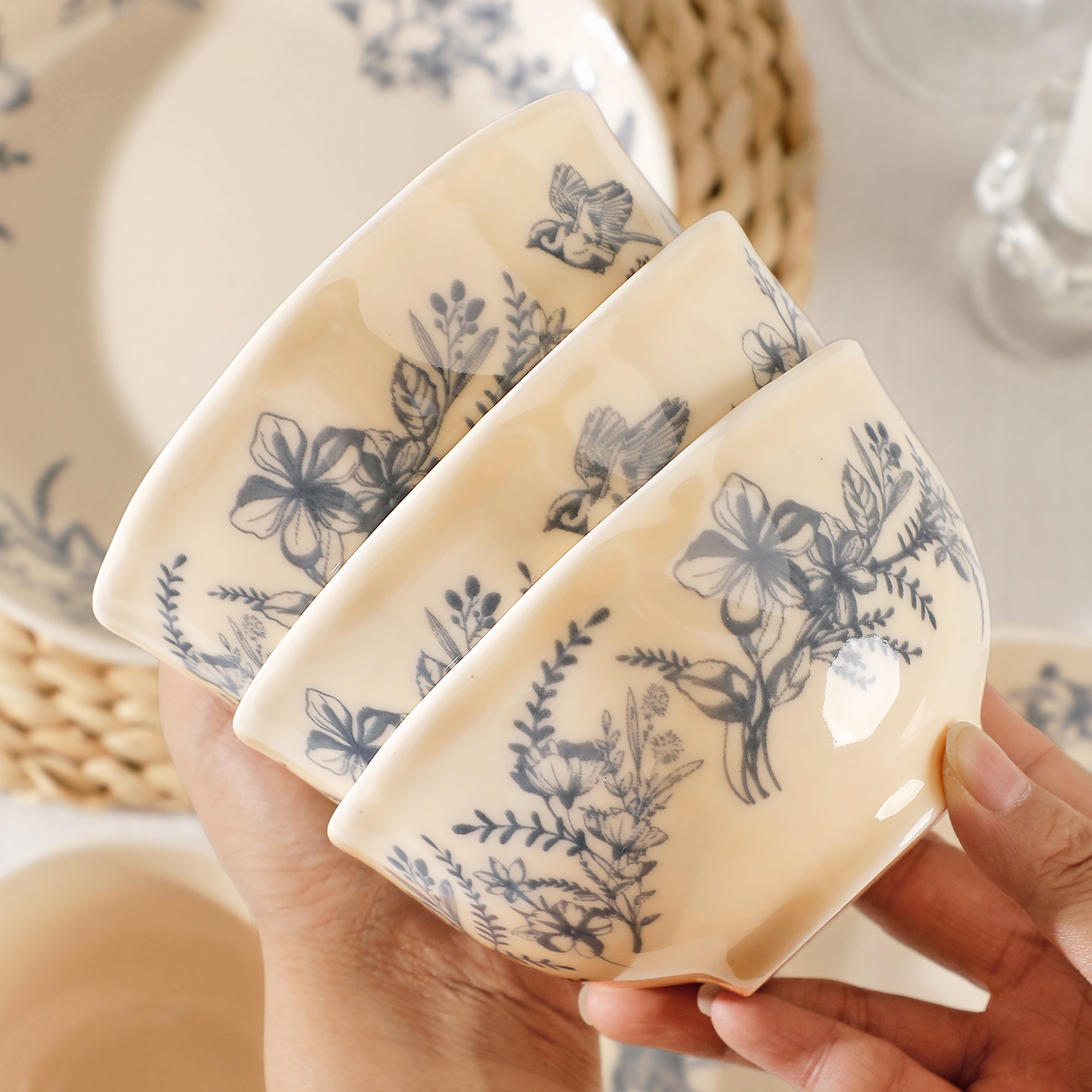 10只装法式复古奶油风碗