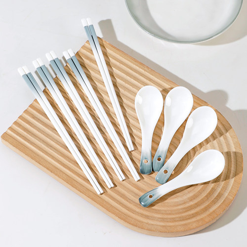 简约陶瓷勺子筷子家用盛汤喝汤勺