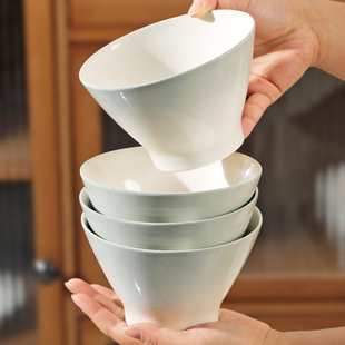 陶瓷碗家用米饭碗斗笠碗釉下彩烟雨谣渐变吃饭碗北欧简约餐具套装