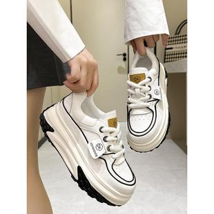 内增高小白鞋女33小码女鞋34码2025新款厚底老爹鞋百搭休闲运动鞋