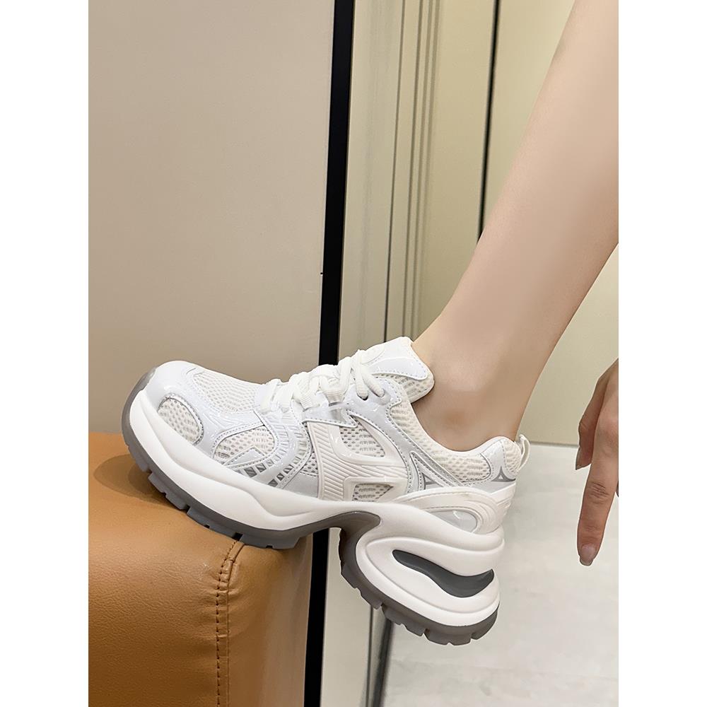 小个子小码313233厚底内增高女鞋高跟高级感老爹鞋女网面透气34码