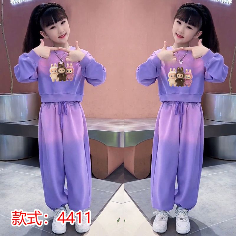 2025春秋季新款渐变紫色女童套装