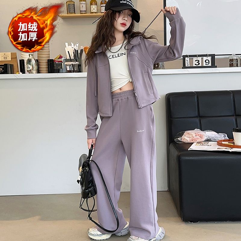 女童冬季套装2025新款加绒两件套