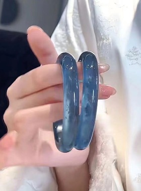 厂家玻璃仿玉10mm粗款圆条手镯一步一响叮当镯闺蜜女镯小红书