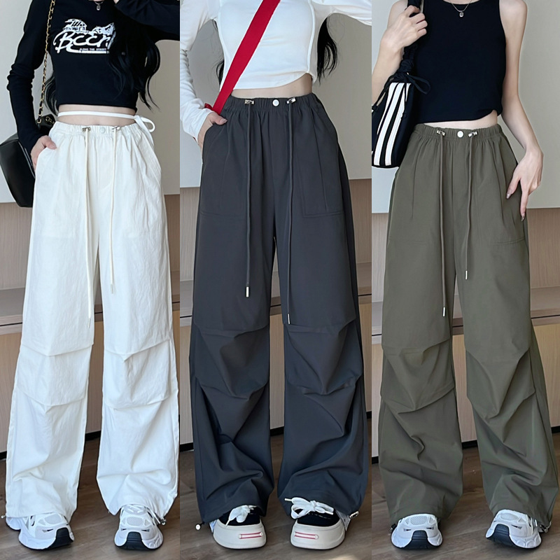 【断码清仓】美式白色装裤女夏薄直筒阔腿裤小个子户外速干运动裤