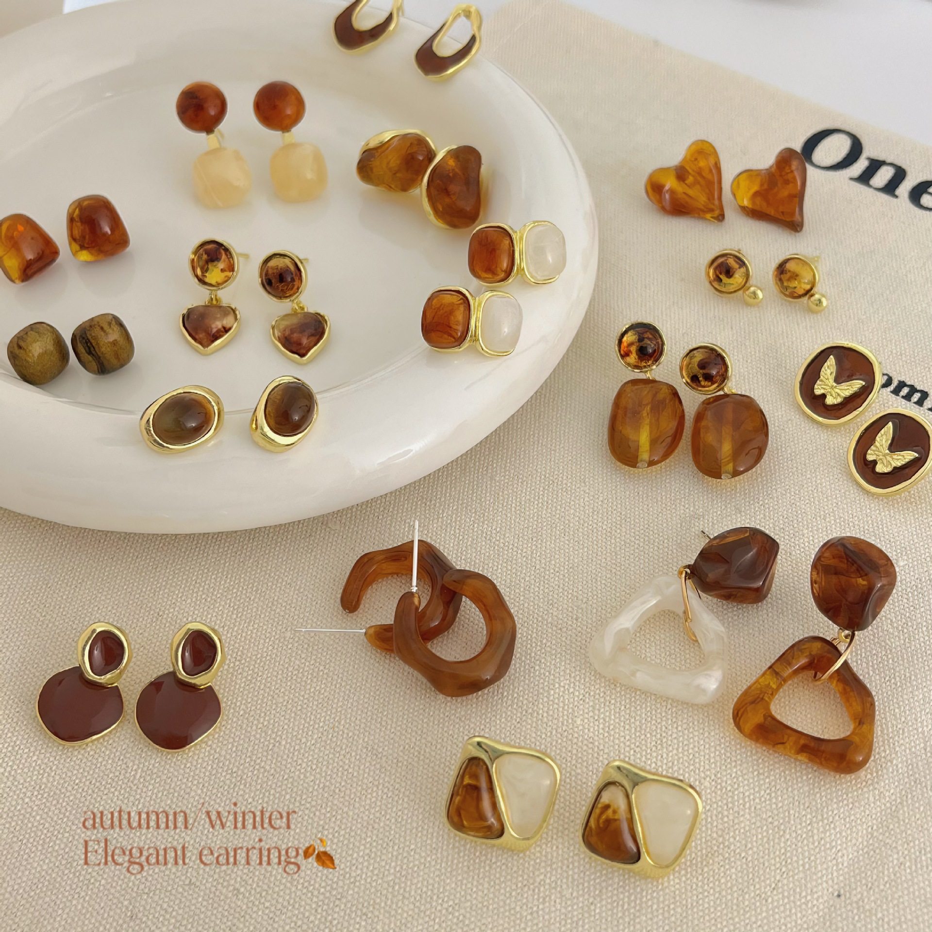 美拉德风925针耳钉女秋冬气质复古琥珀色珍珠小众感耳环耳饰,饰品/流行首饰/时尚饰品新,耳钉,淘宝优惠券,粉丝福利购,淘宝优惠卷