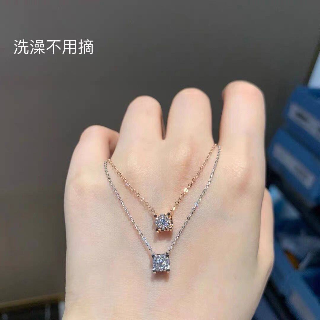 钛钢项链 日韩时尚镀玫瑰金简约四爪单钻吊坠女百搭潮流锁骨链