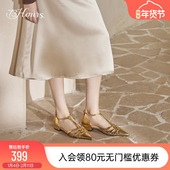 编织罗马凉鞋 73hours女鞋 包头镂空猪笼鞋 时装 转圈圈春季 新款