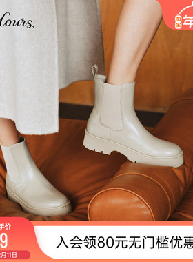 73hours女鞋飞行日记2025冬季新款英伦风切尔西靴女粗跟弹力短靴