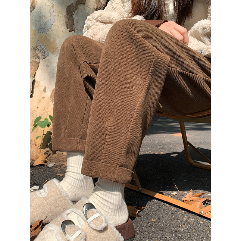 美拉德咖色萝卜裤女春秋