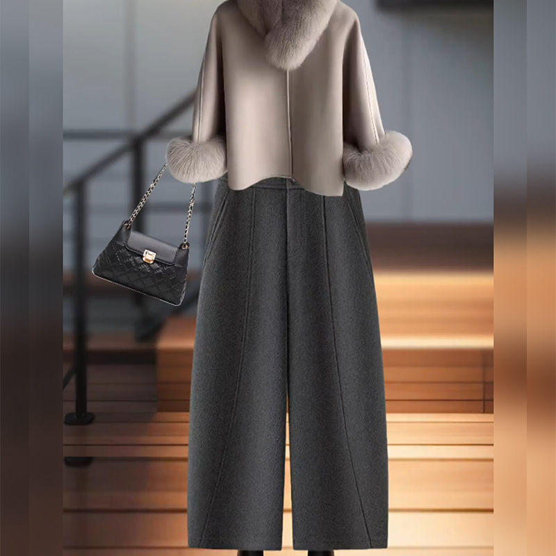 2025冬新款毛呢阔腿裤女