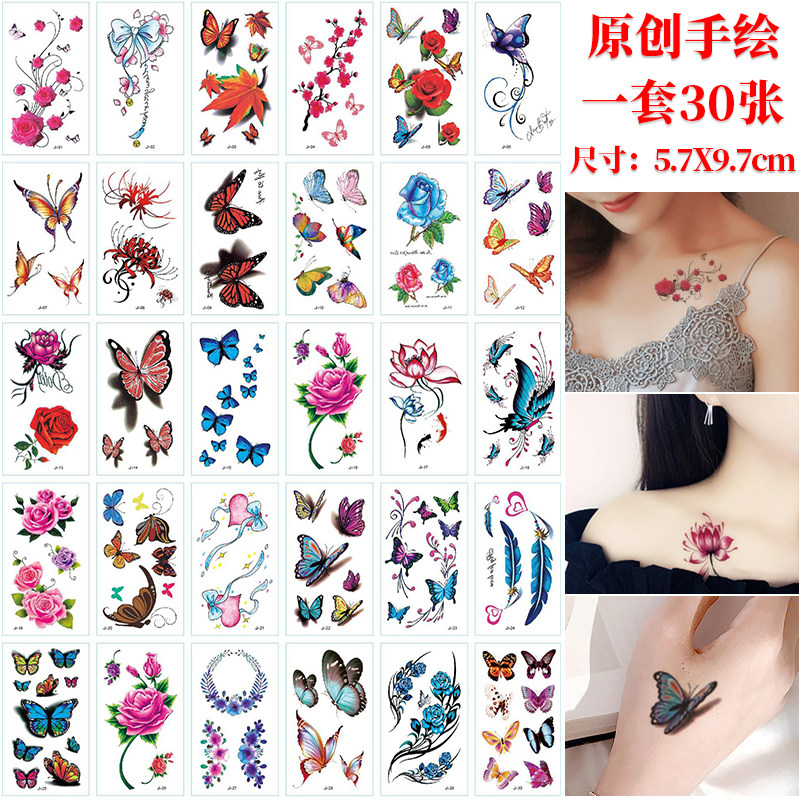 纹身贴防水持久性锁骨脚踝樱花