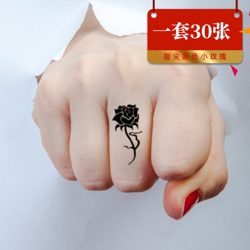 黑色玫瑰花手指上小图案一套30张