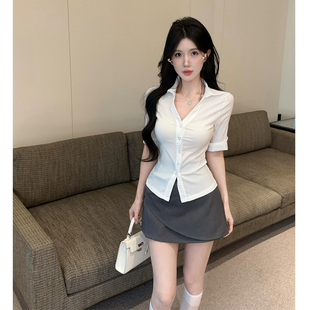 白色衬衫收腰制服纯欲工作服气质半身裙ol短裙通勤穿搭职业套装女