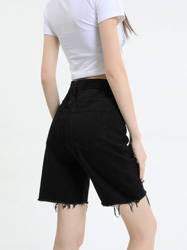 Черная джинсовая юбка, шорты, штаны, высокая талия, свободный крой, подходит для подростков