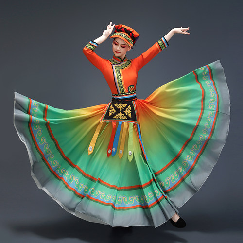彝族舞蹈服演出服服装女阿嬷的故事火把节云南四川凉山彝族大摆裙