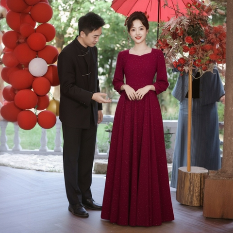 秋冬新款高级感结婚敬酒礼服长袖