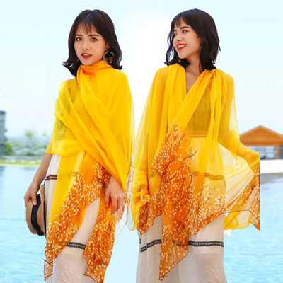 高档纱巾超大时尚春秋优柔丝巾防晒围巾洋气长款新款披肩百搭沙滩