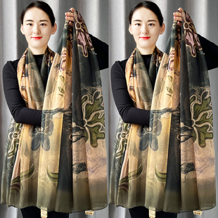 新款高档百搭优柔纱巾防晒围巾长款时尚洋气丝巾旅游沙滩气质披肩
