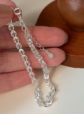 S925纯银镂空凤尾手链ins小众高级感冷淡风气质重工韩版叠戴手饰