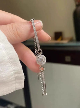 星点手链S925纯银小太阳圆钻手链高级感轻奢超闪满钻手镯法式优雅