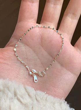 S925纯银天然淡水珍珠波光粼粼手链女轻奢小众精致高级感百搭手饰