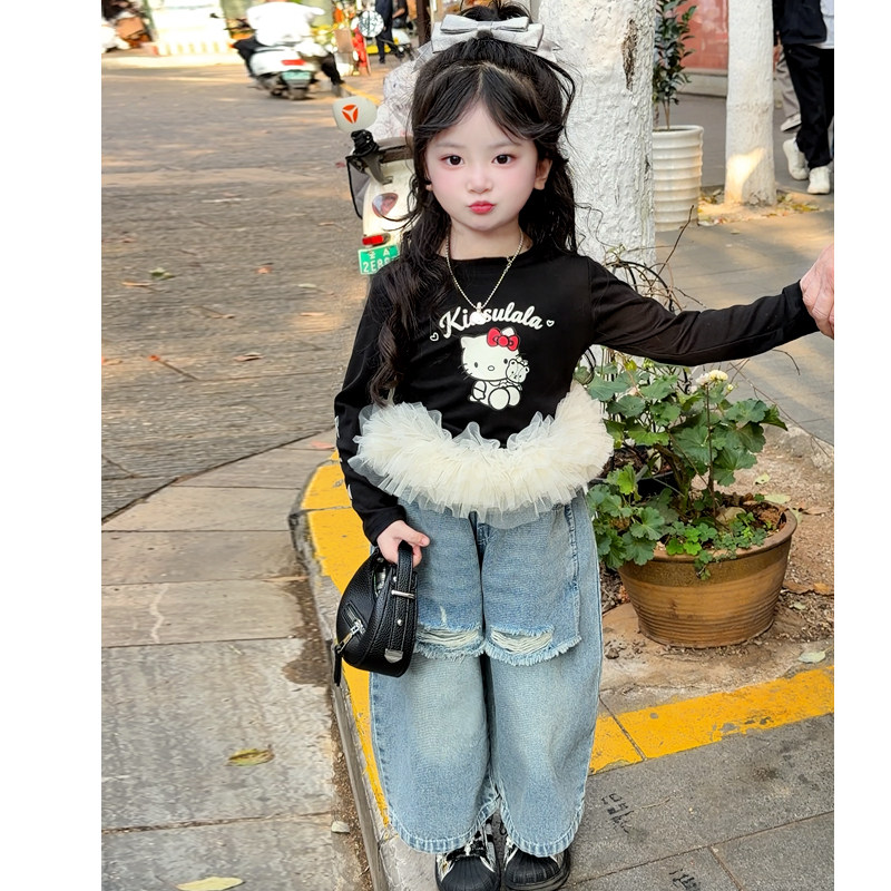 女童卡通可爱两件套2026春季新款小女孩韩版洋气时髦休闲运动套装